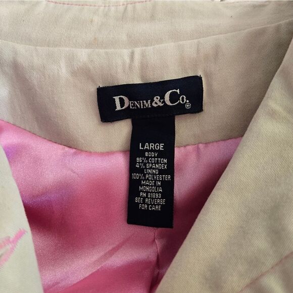 Denim & Co. Cream with Pink Stitching Spring Coat - Picture 9 of 9